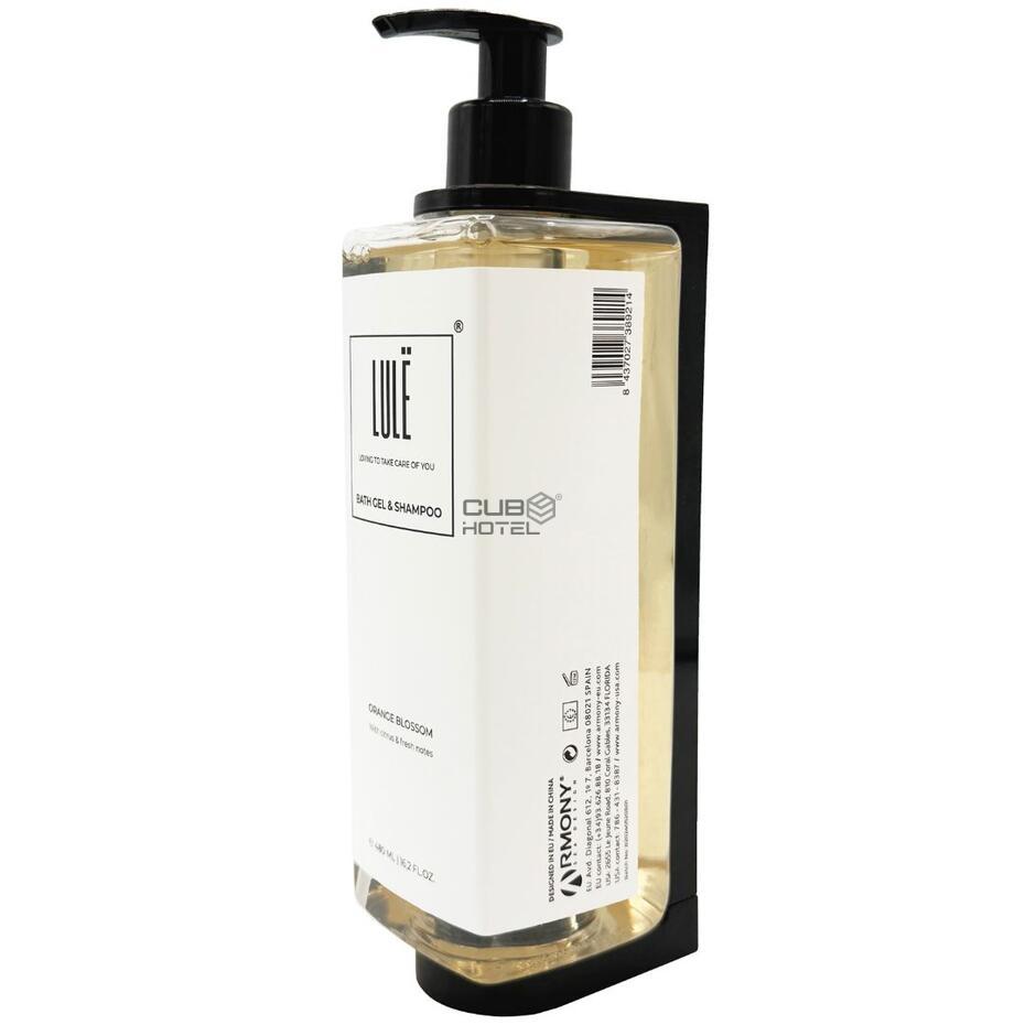 24 Frascos Gel de Banho e Champô 480ml com Suporte Parede LULE
